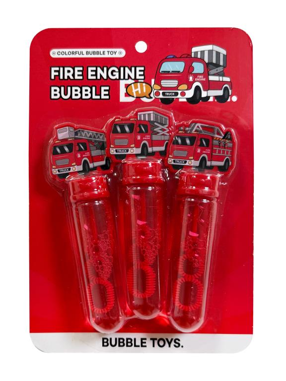 3-pack fire engine themed bubble wands, 4.3x13.5cm – outdoor party bag fillers for children's birthday parties