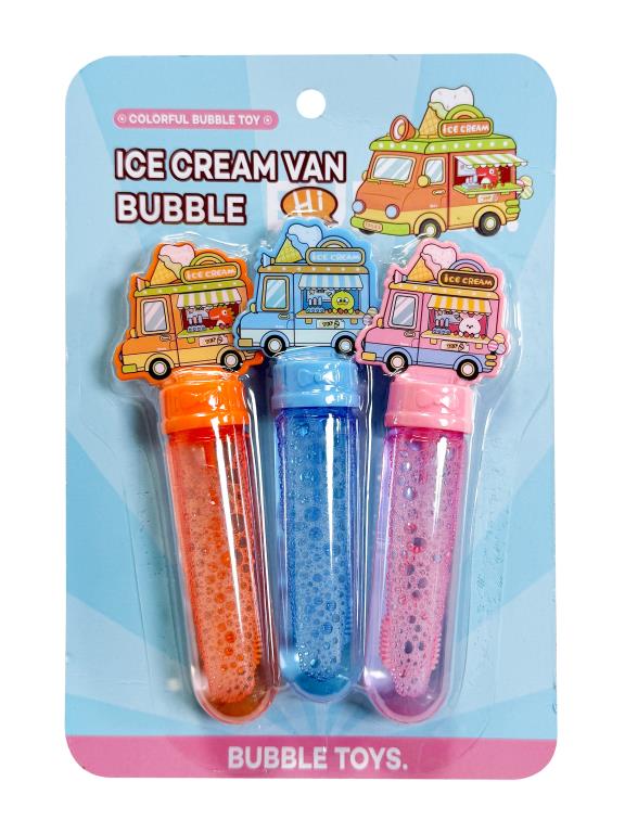 3-pack ice cream van themed bubble wands, 4.3x13.5cm – party bag toys for children's summer birthday parties