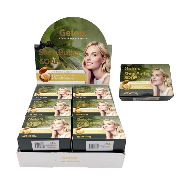 Single shea butter soap bar 8.5x4.5x1.6cm with herbal extracts, natural soap bars for retail and amenity use