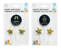 Happy Birthday themed Black and Gold candle set, 6 birthday cake candles per pack, bulk wholesale supply for party and hospitality