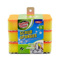 3-pack heavy-duty super scourer sponge pads for commercial kitchen and restaurant dishwashing