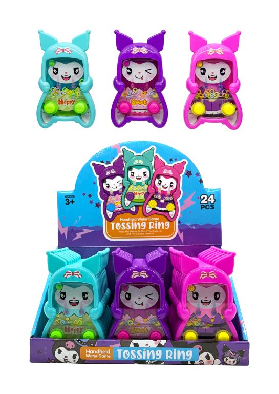 Labubu character handheld water ring toss game, 14.2x8.5cm water-filled novelty toy for retail display