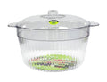 Huge clear plastic salad bowl with lid 3.8 litre wide profile, big serving bowl for catering and buffets