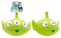 Latex three-eyed alien novelty squeaky dog toy 18cm x 11.5cm in green, showing three-eye face detail