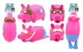 Jumbo 27cm latex pig squeaky dog toy in assorted designs, shown standing upright on white background