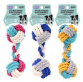 Double ended rope dumbbell dog toy 17cm x 6.5cm assorted designs – wholesale bulk carton for pet retailers
