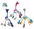 6-ended rope dog toy 32cm x 6.5cm with multiple knotted ends in assorted designs for dogs