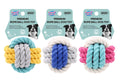 Premium rope ball dog toy 8cm diameter assorted designs for fetch and tug wholesale pet retail