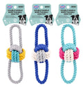 Double handle rope tug ball 19cm x 7cm in assorted designs – wholesale interactive dog toy bulk pack