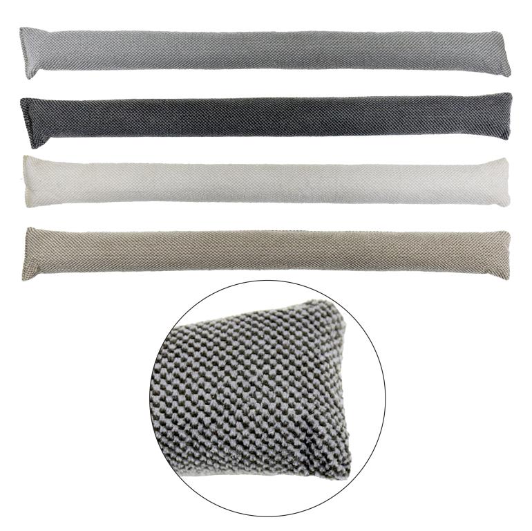 Premium linen door snake 82cm x 7cm in assorted linen designs, sawdust and rock filled draft excluder for home