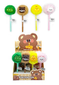 Happy Con Benny novelty pom pom pen, 19cm tall, 4 assorted colourful character designs – novelty gift pen for retail and school fete displays