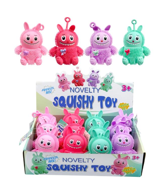 Labubu novelty squishy toy 12x10x5.5cm in 4 assorted colours – trending party bag filler for kids and teens