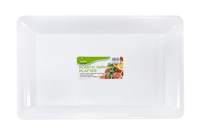 Large white re-usable rectangular plastic serving platter 46x28.5cm for catering buffets and event food service