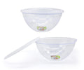 Large clear plastic serving bowl 24cm with airtight snap-fit lid, for catering buffets and restaurant meal prep