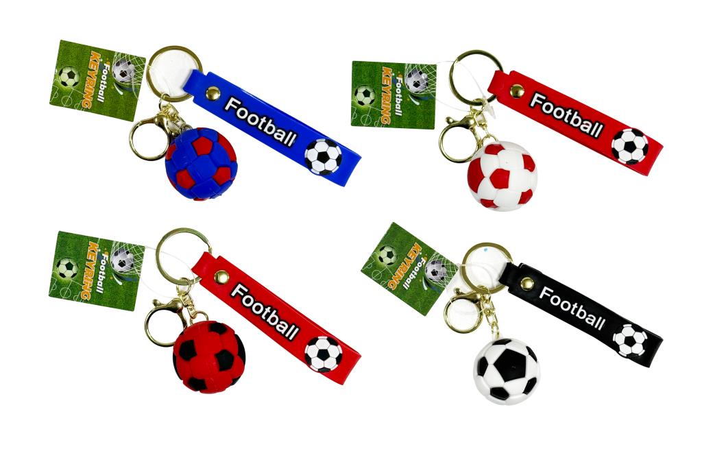 World Cup themed soccer ball keyring 7cm in 4 assorted colours – novelty party bag toy for kids