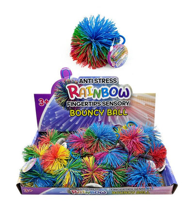 Rainbow sensory squishy string ball 6.5cm in bright multicolour - tactile fidget toy for kids wholesale bulk