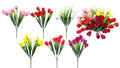 Artificial tulip 5-stem bunch 35cm assorted colours polyester, wholesale for retail display and event table centrepieces