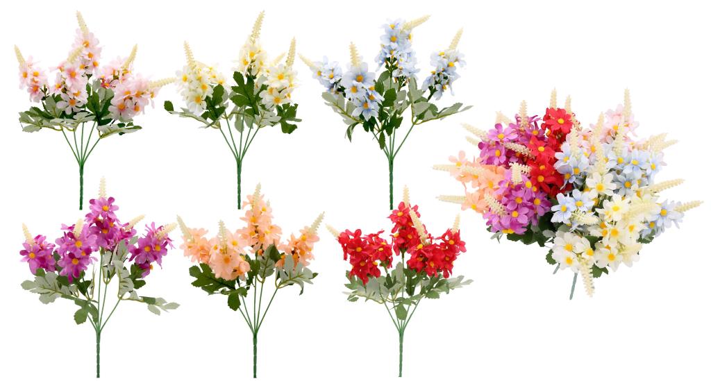 Artificial daisy 5-stem bunch 30cm assorted colours wholesale decorative flowers DPack