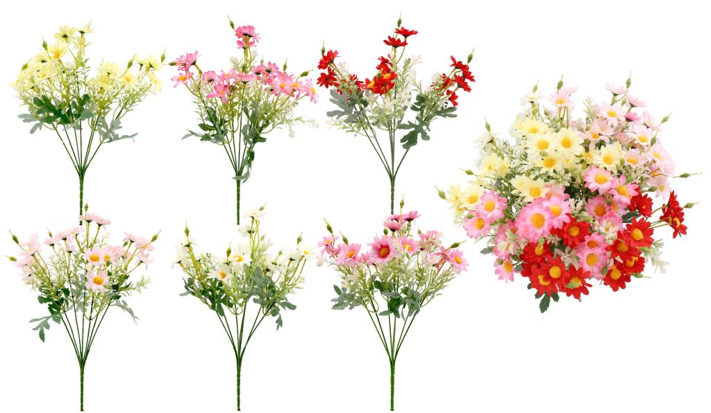 Artificial daisy 21-head 7-stem bunch 36cm assorted colours wholesale decorative flowers DPack