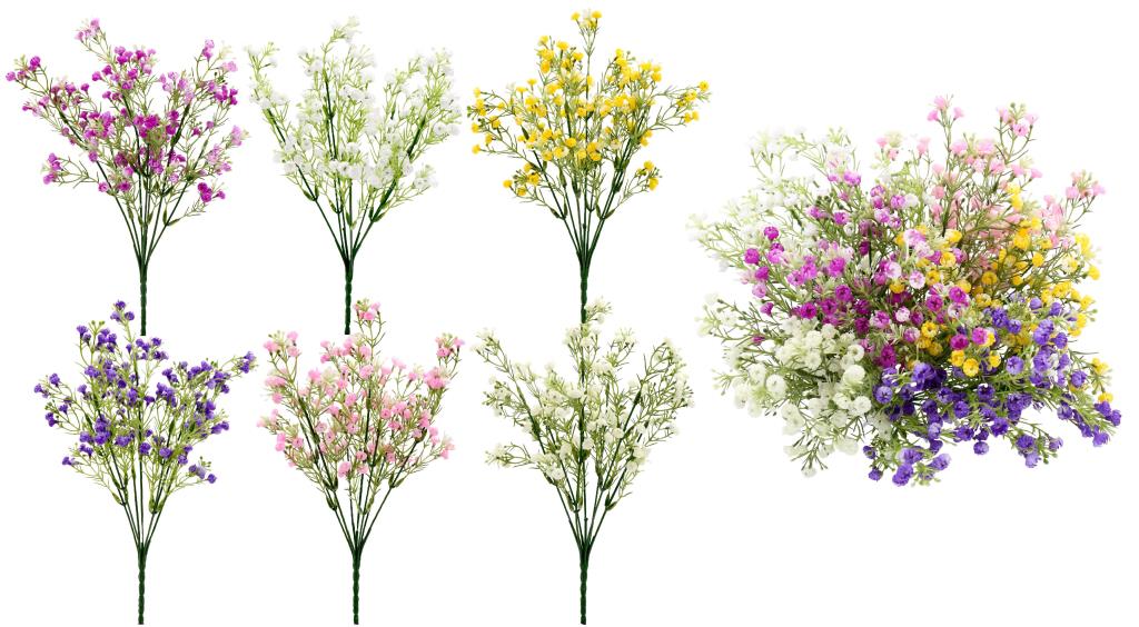 Artificial baby's breath 7-branch bouquet 34cm assorted colours wholesale filler flowers DPack