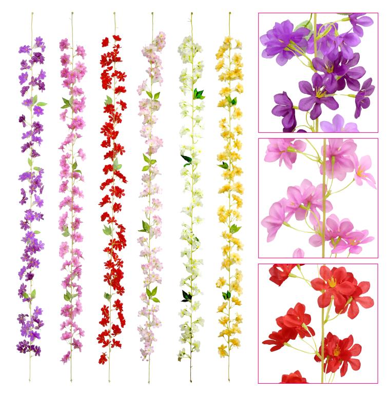 Artificial winter jasmine garland 180cm with leaves, faux floral vine for event and venue styling, wholesale pack of 12
