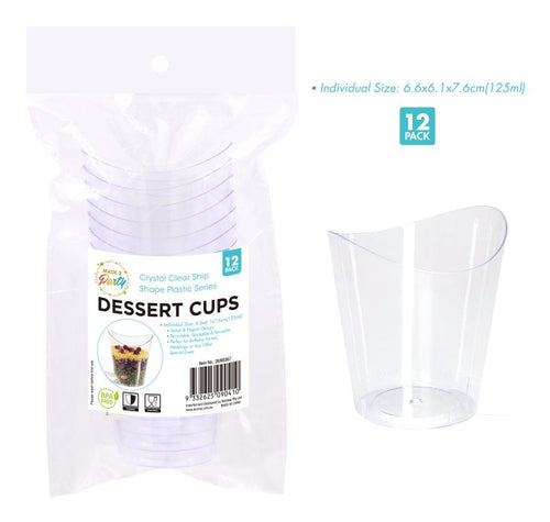 12-pack clear plastic round dessert cups 6.6x6.1x7.6cm for cafe dessert service and catering