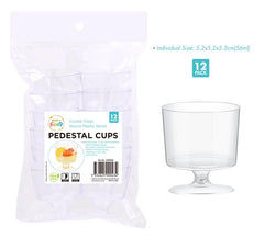 12 Pack Clear Plastic Mini Pedestal Dessert Cups - 5.2 x 2.3cm