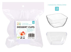 12 Pack Clear Plastic Square Dessert Cups - 7.5 x 7.5 x 4cm