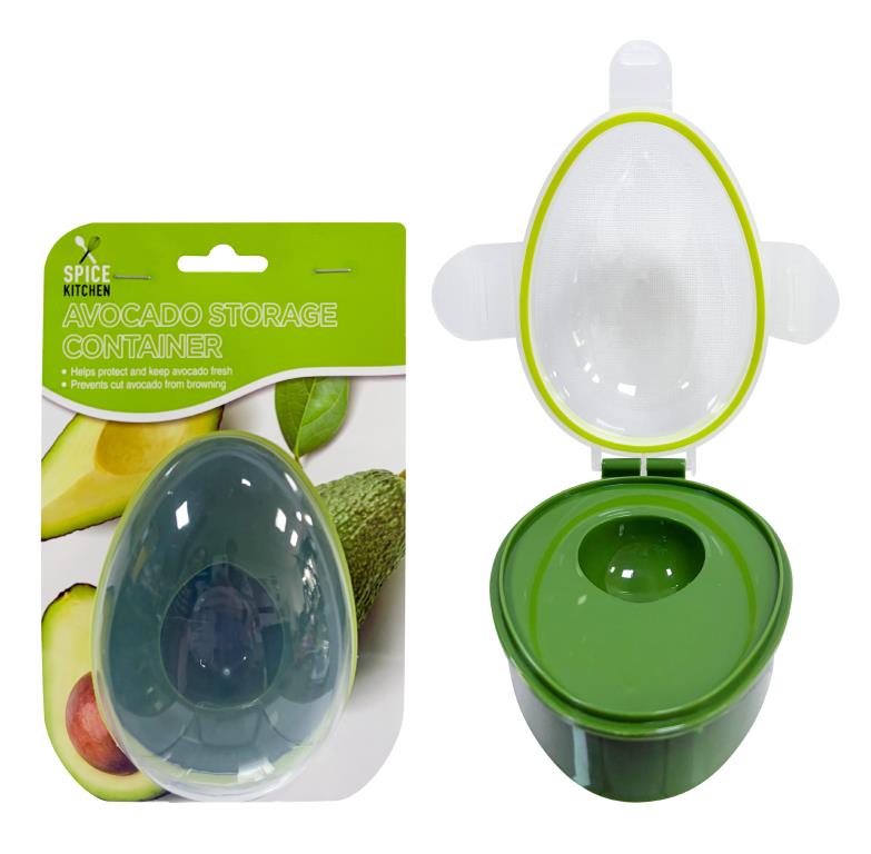 Avocado storage container 13x8.5x8cm clear plastic, reusable food keeper for cut avocado halves in cafe, meal-prep kitchens