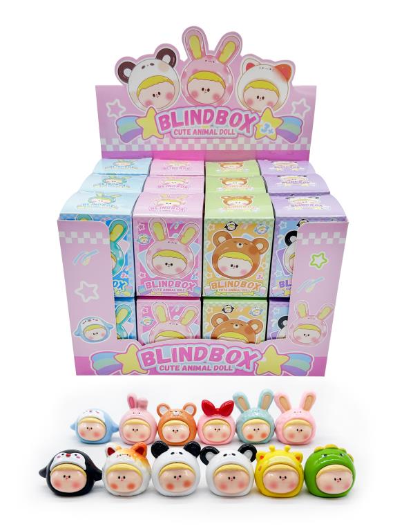 Animal doll blind box toys 3.5x3cm sealed figures, 12 assorted per display - wholesale carton for gift retailers