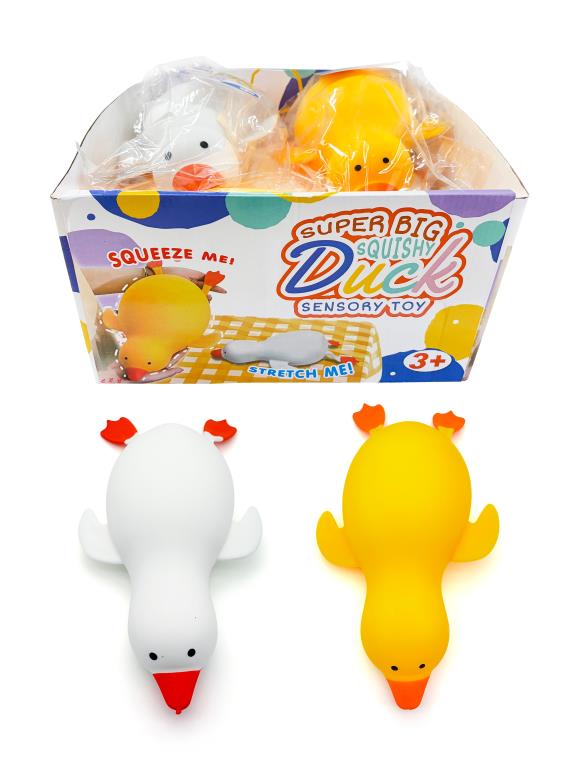 Large squishy duck sensory toy 34cm, stretchy and squeezable novelty duck in assorted designs