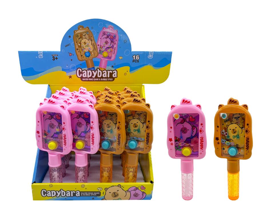 Capybara-themed 2-in-1 water game and bubble wand toy 21.7x10cm - kids party bag filler novelty