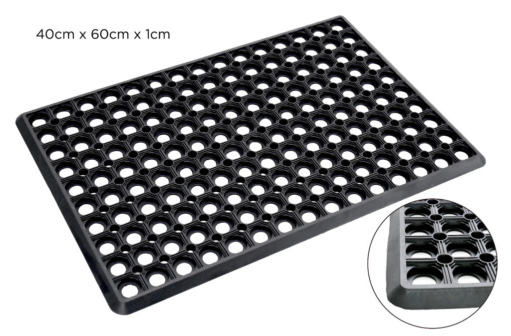 Black anti-fatigue rubber standing mat 60x40cm 10mm thick for commercial kitchen checkout workbench