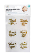 Gold foil thank you sticker sheet in solid colours, 6 stickers per 12x18cm sheet, bulk carton of 288
