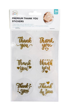 Gold Foil Thank You Stickers - Solid Colour (6 per Sheet)