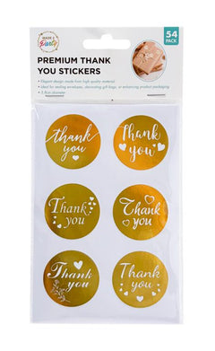 Clear Film Thank You Stickers - Transparent Gold Foil (6 per Sheet)