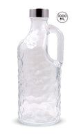 1LTR Clear Ripple Series Glass Water Bottle W/Handle - wholesale bulk packaging | DPack