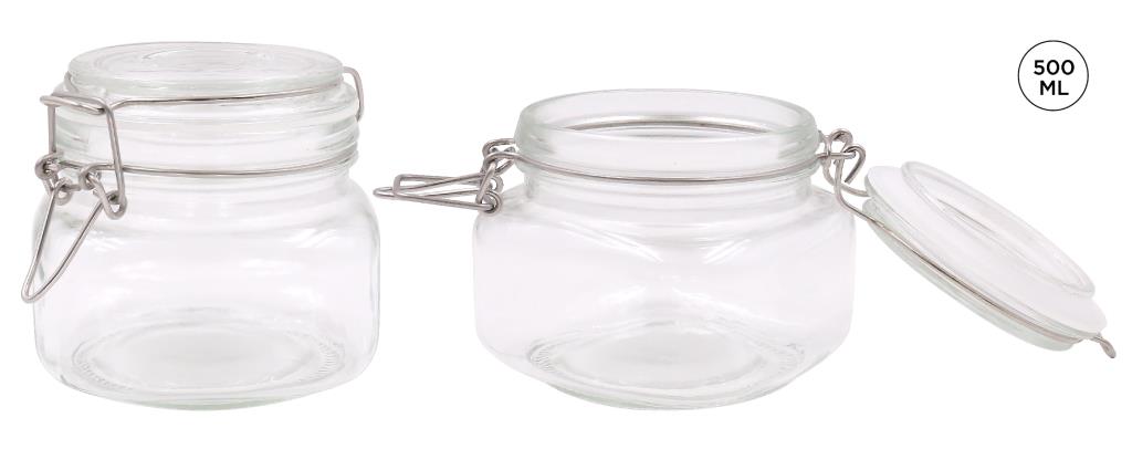 Glass Clip-Lock Jar (SQUARE SERIES) - 500ML Capacity - wholesale bulk packaging | DPack