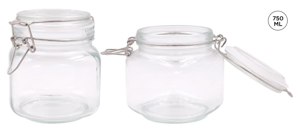 Glass Clip-Lock Jar (SQUARE SERIES) - 750ML Capacity - wholesale bulk packaging | DPack