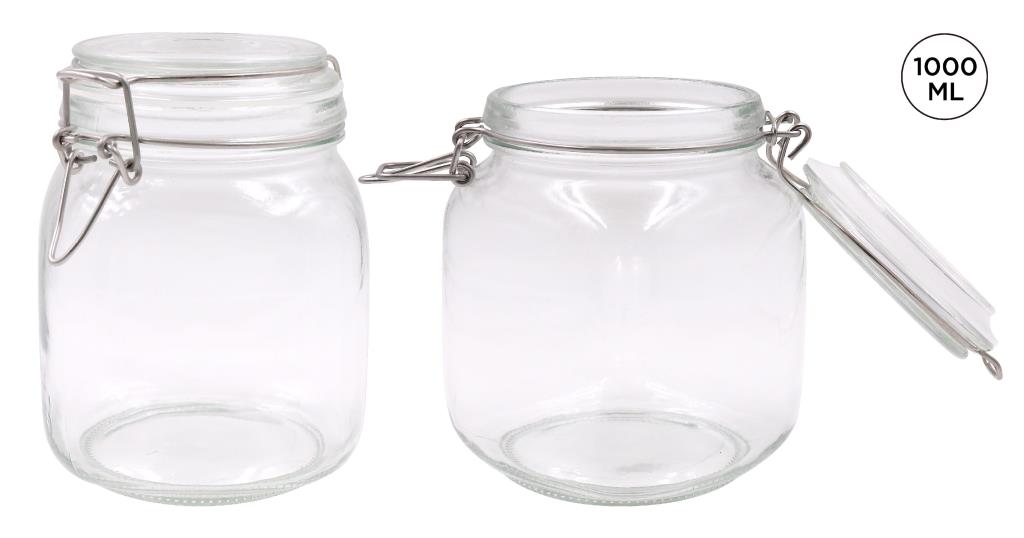 Glass Clip-Lock Jar (SQUARE SERIES) - 1000ML Capacity - wholesale bulk packaging | DPack