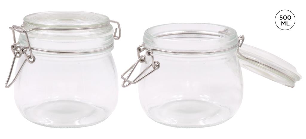 Glass Clip-Lock Jar (ROUND SERIES) - 500ML Capacity - wholesale bulk packaging | DPack