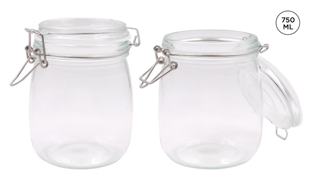 Glass Clip-Lock Jar (ROUND SERIES) - 750ML Capacity - wholesale bulk packaging | DPack