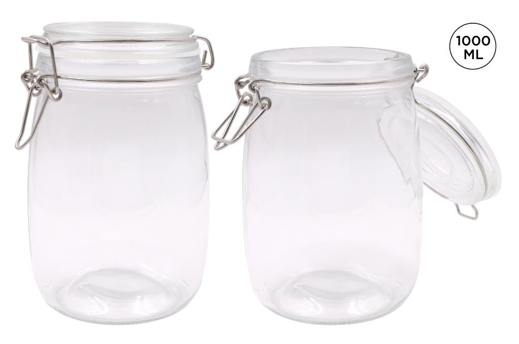 Glass Clip-Lock Jar (ROUND SERIES) - 1000ML Capacity - wholesale bulk packaging | DPack