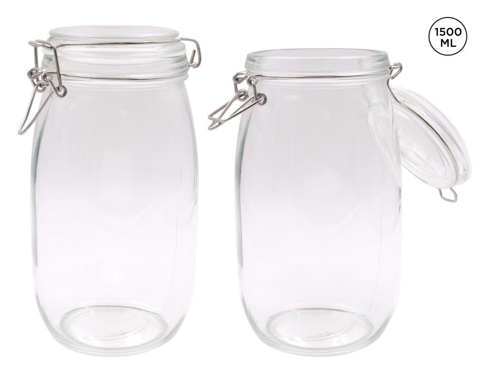 Glass Clip-Lock Jar (ROUND SERIES) - 1500ML Capacity - wholesale bulk packaging | DPack