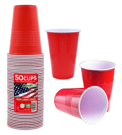Red USA Style Plastic Cups (16OZ) 500ML - 50PK