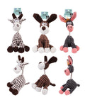 Soft plush cord-series dog toy, assorted animal design, 25cm, for everyday play and pet-store resale