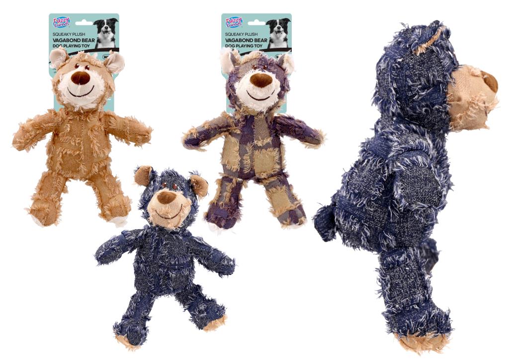 Large plush beggar-bear cute dog toy, 28cm, soft huggable teddy style for pet retail