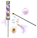 50CM tassel cotton candy cat teaser wand with bell in assorted colours - soft lure interactive toy