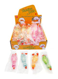 Mesh-wrapped water-bead squishy duck pinching toy 4 assorted colours for retail and loot bags
