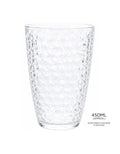 Clear diamond-faceted acrylic tumbler 400ml for hospitality events and cafes